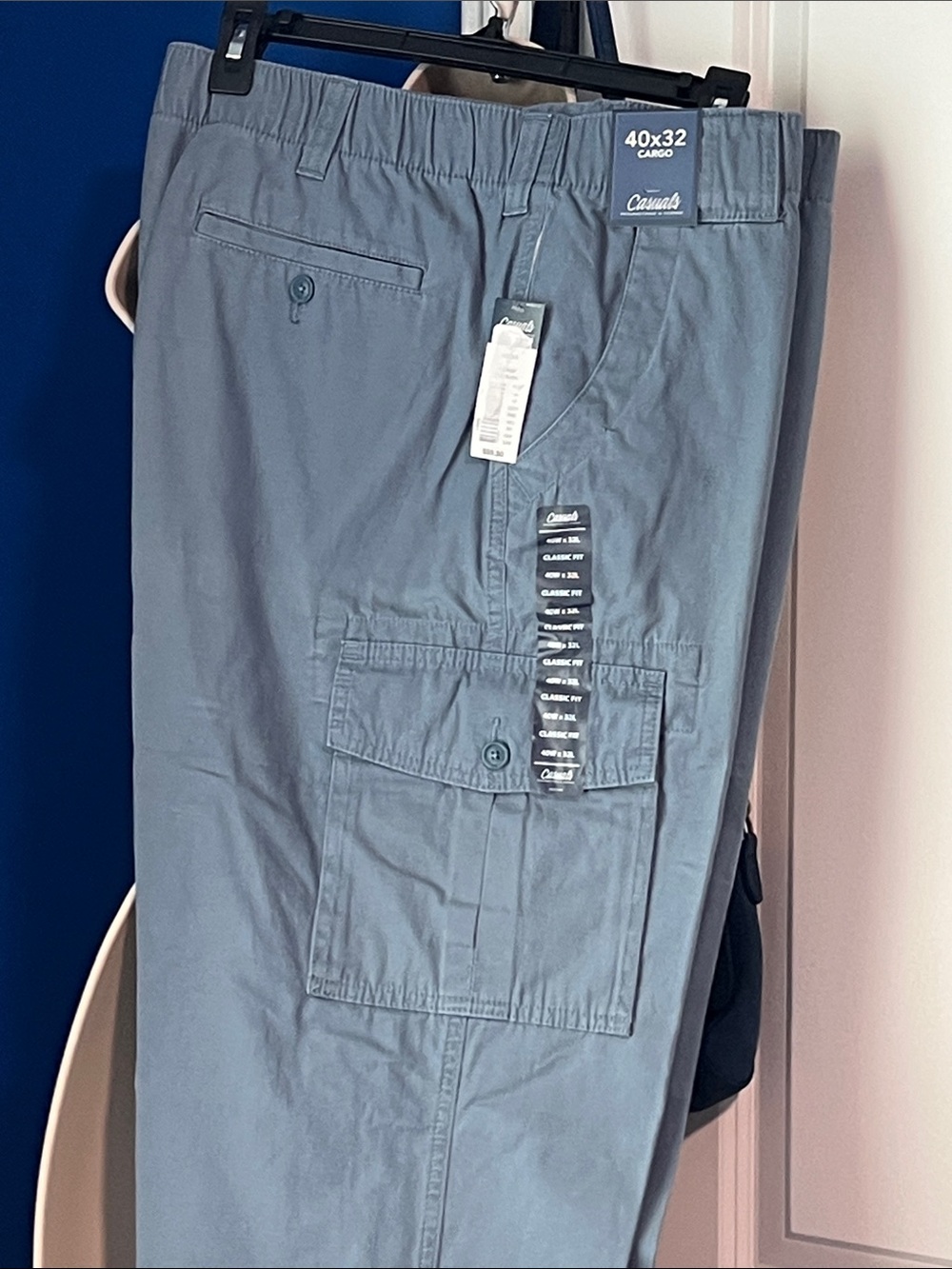 Roundtree & Yorke Slate Blue Men's Cargo Pants